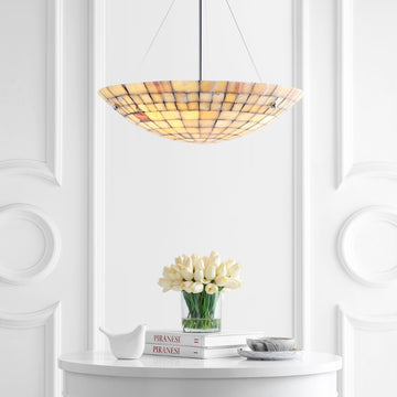 Sheila 24" Marble/Metal LED Chandelier - JONATHAN Y